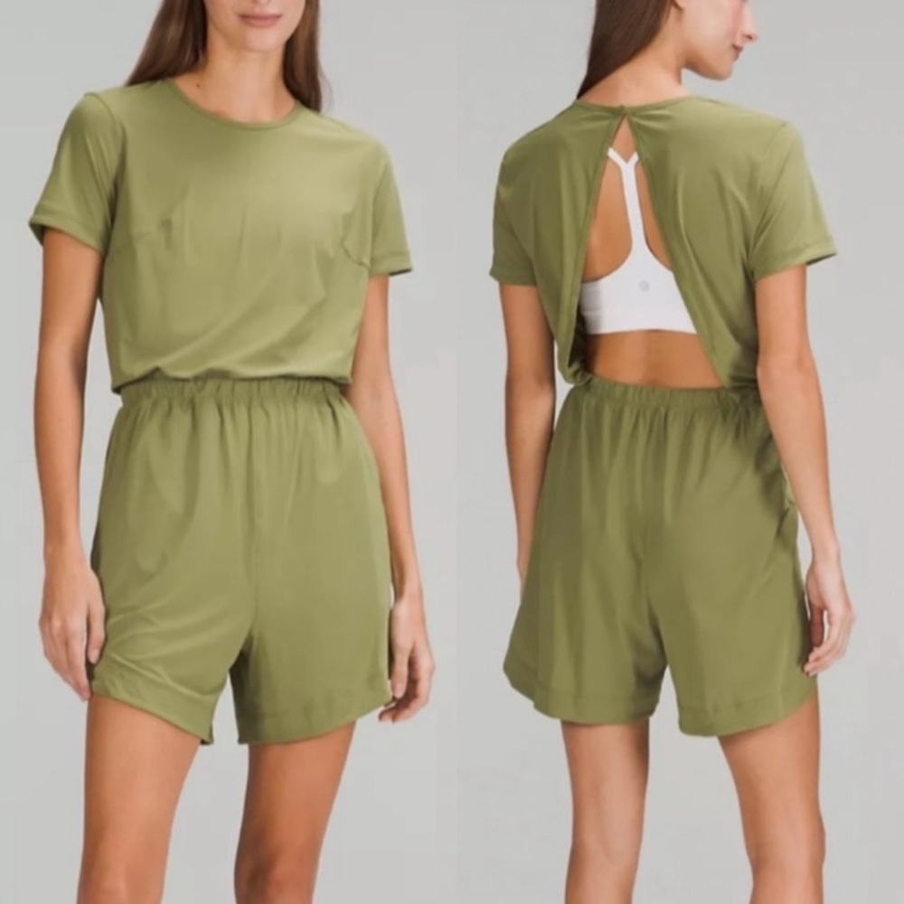 (A11) Lululemon Lightweight High-Neck Romper Bronze Green Size 10, NWT